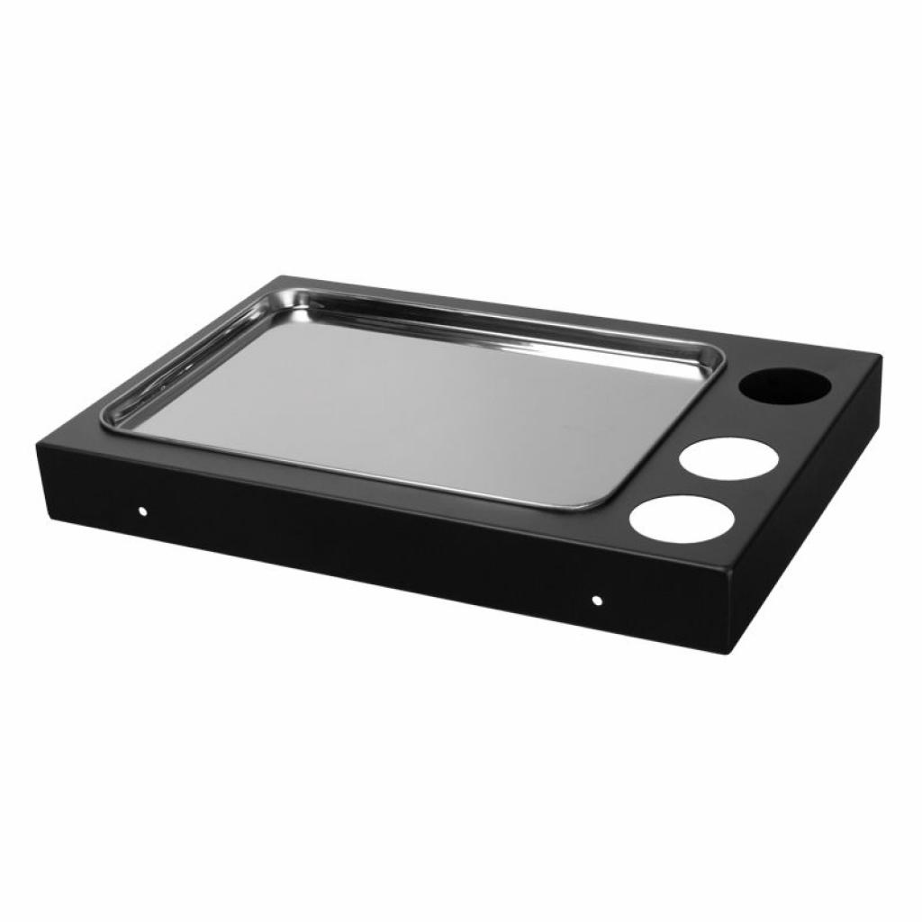 Fekete színű multifunkcionális gurulós asztal (Műszertartó tálcával)
