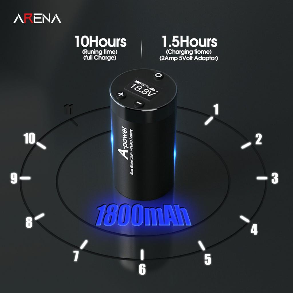 Díszdobozos Tetoválógép szett (Akkumlátoros) + 2db külső digitális akkumlátor - Arena