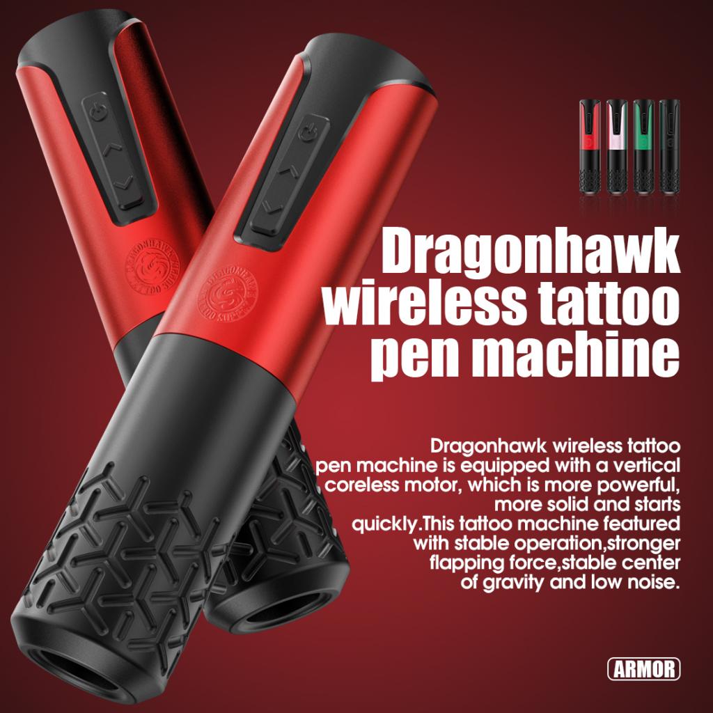 Piros színű Armor Vezeték nélküli akkumlátoros Tetováló Toll (LCD kijelzős) - Dragonhawk