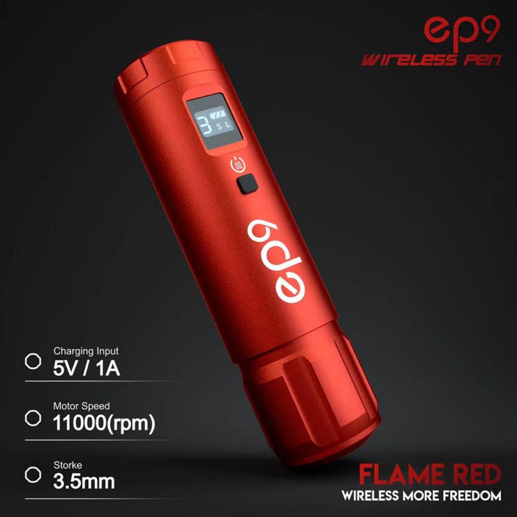 AVA GT EP9 Vezeték nélküli akkumulátoros Pen Tetoválógép (Piros) - 4,2mm
