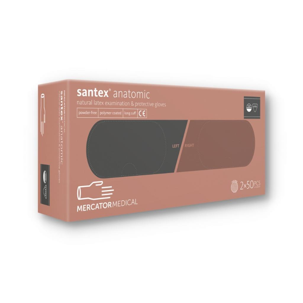 100db S méretű Anatómiai Latex Gumikesztyű (mindkét kézre) - Santex® anatomic PF