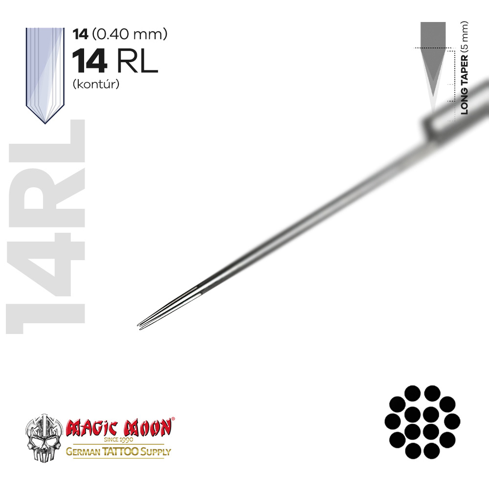 1414 RL LT (5db) 0.40mm-es Hegyes Kontúr Tetoválótű - MAGIC MOON