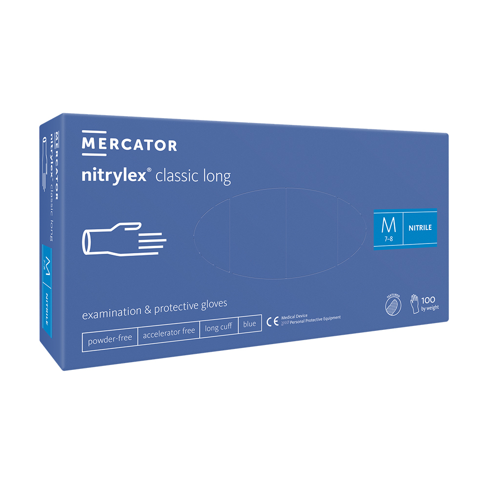 Classic Hosszított Kék Nitril Kesztyű - Nitrylex® (100db/M)