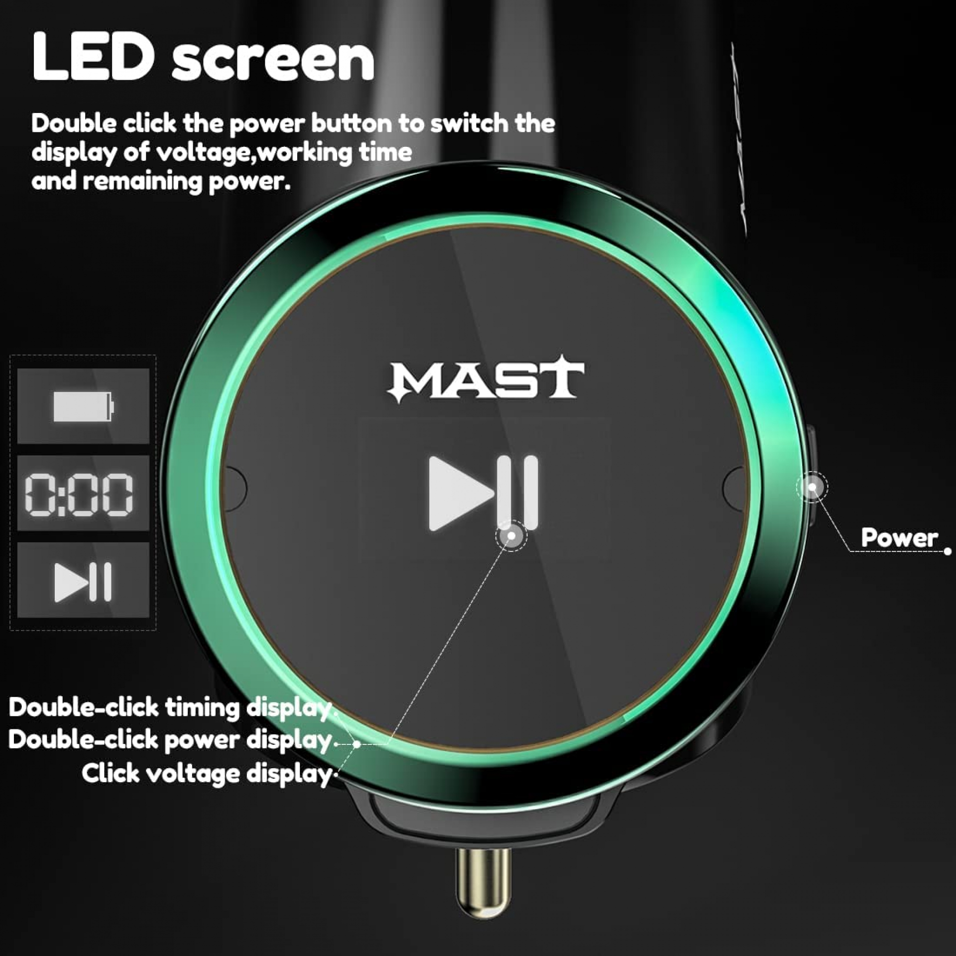 MAST Tour Pro extra vastag tolltetoválógép + vezeték nélküli akkumulátor T3 (Szettben)
