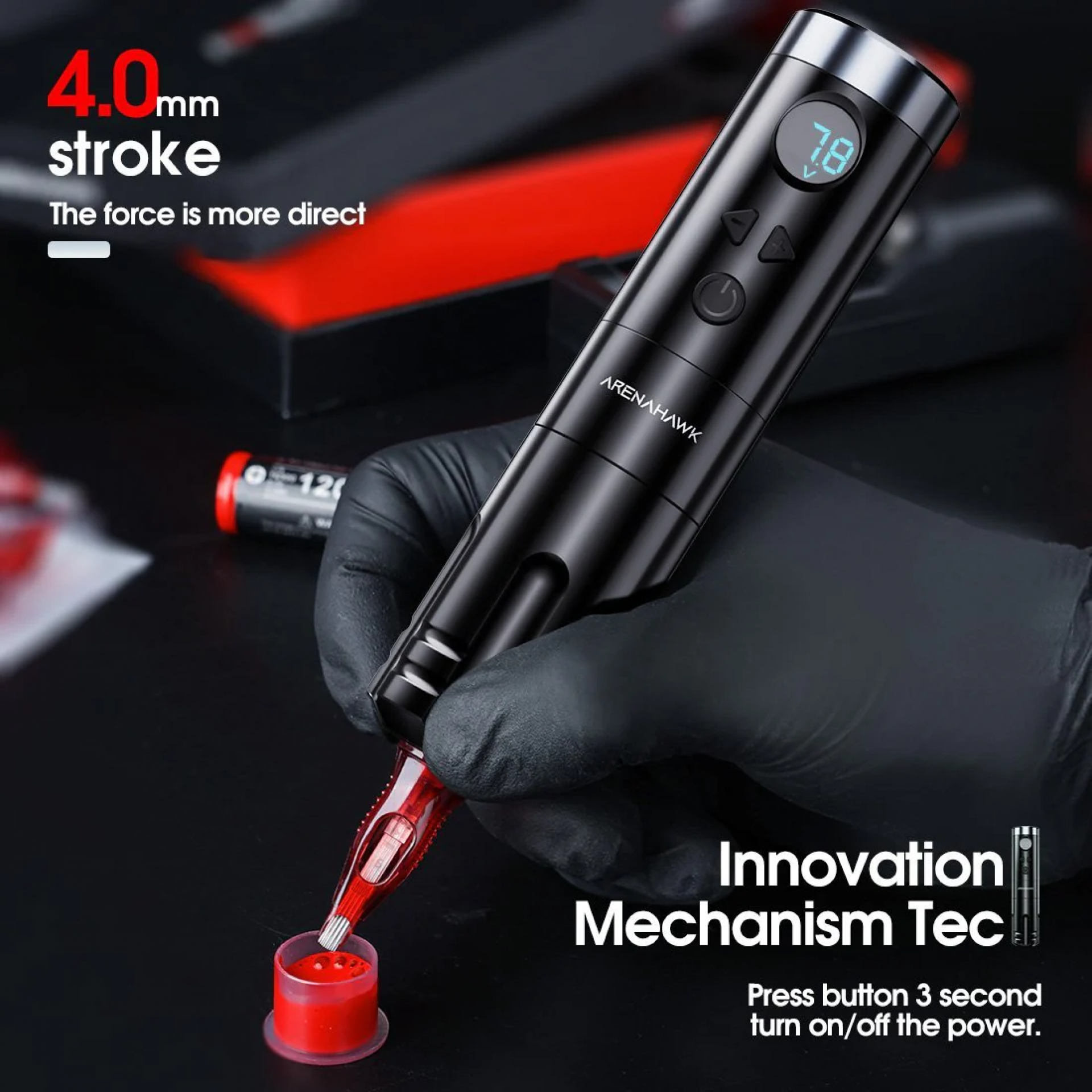 Arenahawk (4.0mm) - Tetováló Pen / vezetéknélküli - akkumulátoros